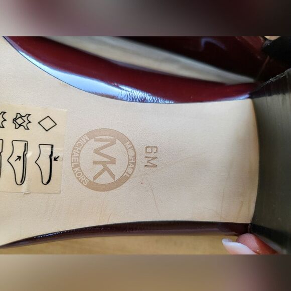 Michael Kors Lainey Merlot Patent Leather Block Heel Loafers Moccasin Size 6M - Picture 2 of 11